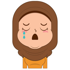 muslim girl crying and scared face cartoon cute