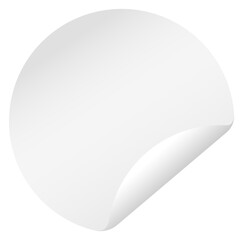 Round label with peel mockup. Blank white promo sticker
