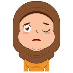 muslim girl crying and scared face cartoon cute