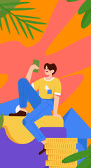 Internet finance and wealth management investment flat vector concept operation hand drawn illustration
