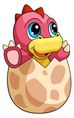 Baby dino in egg. Cartoon cute dinosaur mascot