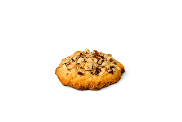 Shortbread cookies with hazelnuts isolated on white background.