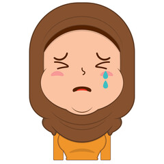 muslim girl crying and scared face cartoon cute