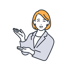 オススメする若いビジネスウーマンのシンプルなベクターイラスト素材