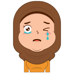 muslim girl crying and scared face cartoon cute