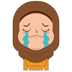 muslim girl crying and scared face cartoon cute