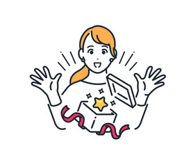 チャンスを掴む若い女性のシンプルなベクターイラスト素材