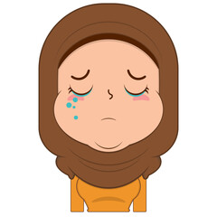 Obraz premium muslim girl crying and scared face cartoon cute