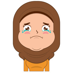 muslim girl crying and scared face cartoon cute