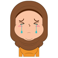 muslim girl crying and scared face cartoon cute
