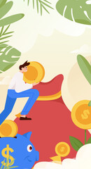 Internet finance and wealth management investment flat vector concept operation hand drawn illustration
