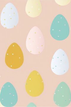 Rows of colourful easter eggs on pink background, created using generative ai technology
