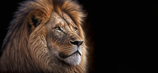 Fototapeta na wymiar Gorgeous Lion Portrait Banner Header Generative AI