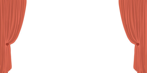 Window curtains. Realistic modern cloth for interior design. Elegant drapes template with empty space. Vector illustration isolated on white background