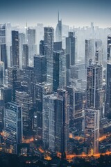 Obraz premium antastic image, skyline with urban skyscrapers - generative ai