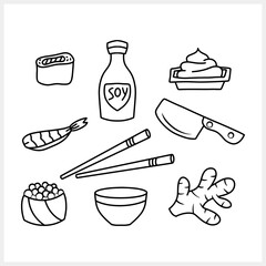 Doodle japan food clipart isolated Sketch hand drawn art Engraving vector stock illustration EPS 10