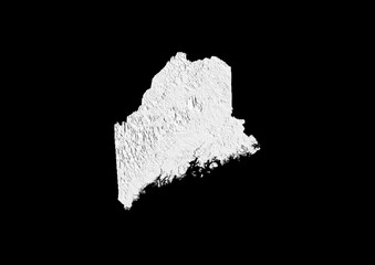 A map of Maine, Maine map in joyplot style. Minimalist poster of Maine map to demonstrate state topography in 3D like style.