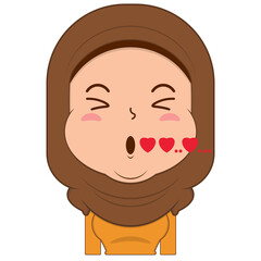 muslim girl in love face cartoon cute