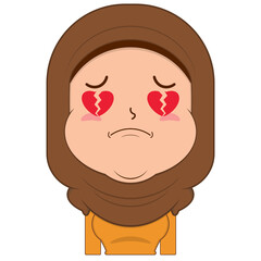 muslim girl broken heart face cartoon cute