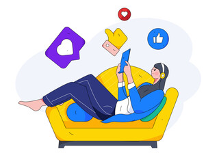 Virtual characters social communication concept business flat vector hand drawn illustration
