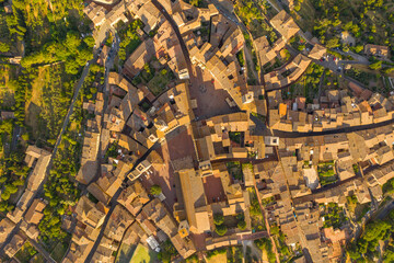 Drone photography of old italian town san gimignano