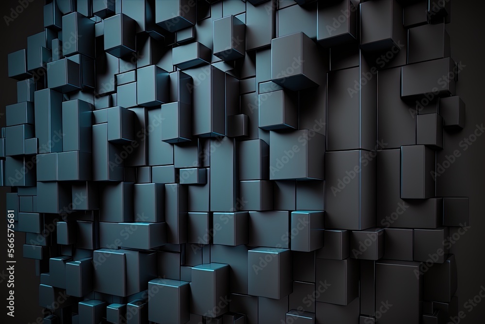 Poster mozaic tiles with a semigloss finish, installed in a wall pattern. blocks of dark gray and black tha