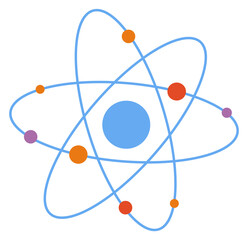 Atomic model icon. Physics symbol. Science sign
