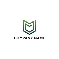 letter M and shield logo vector, safety logo inspiration