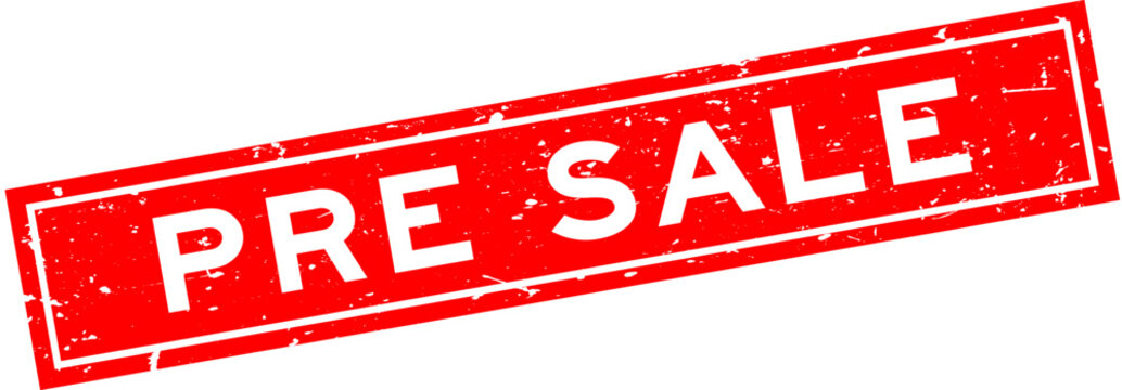 Grunge red pre sale word square rubber seal stamp on white background