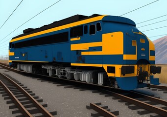 Fototapeta premium Diesel Locomotive, Generative AI Illustration