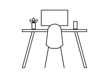  Workspace symbol, office icon on a white background. Minimalist illustration. Vector.