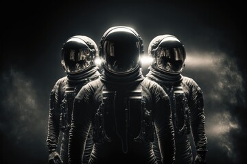 astronauts on another planet made with generative ai - obrazy, fototapety, plakaty