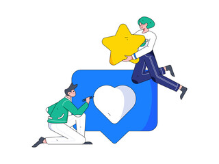 Virtual characters social communication concept business flat vector hand drawn illustration
