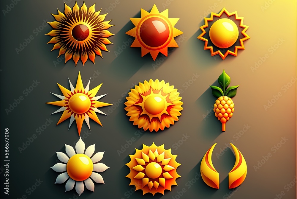 Poster graphic elements representing a bright, sunny day generative ai