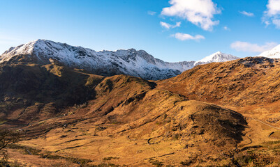 driving around Snowdonia National Park in winter
