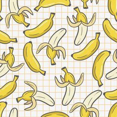 Banana fruit food doodle cartoon pattern