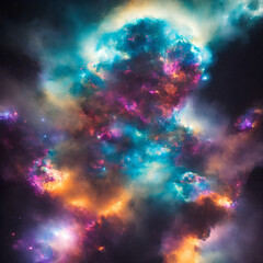Obraz na płótnie Canvas space with multicolored lights, with smoke around