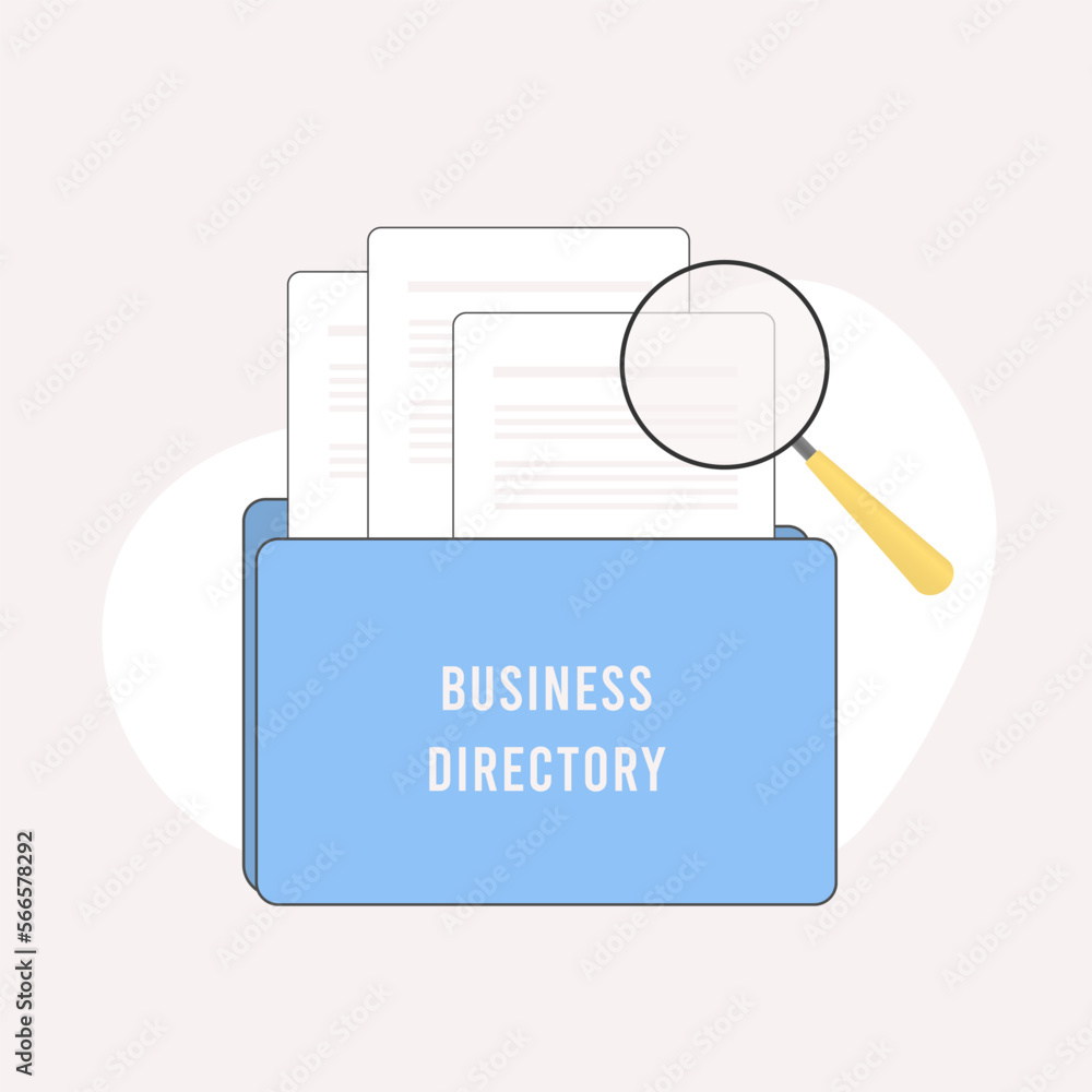 Poster computer folder with business directory label. digital organizational system for storing and managin