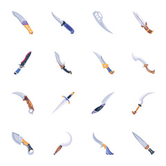 Set of Sharp Blades Flat Vectors 

