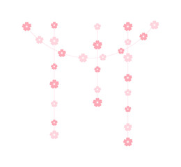 Cherry Blossom Hanging Garland Vector Illustration. Floral Frame Bunting Design Element.