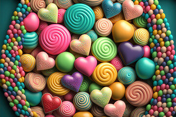 Fototapeta na wymiar Candy heart, valentine's day chocolates, heart-shaped chocolate, romantic gift, valentine background, bonbon gourmet box chocolate