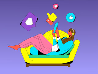 Virtual characters social communication concept business flat vector hand drawn illustration
