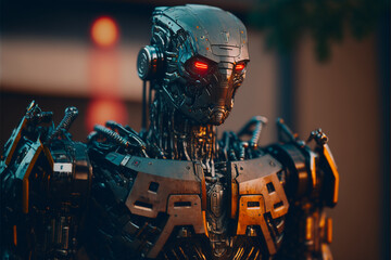 Robot Cyberpunk 2077. Generative AI, Generative, AI.