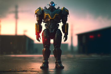 Robot Cyberpunk 2077. Generative AI, Generative, AI.