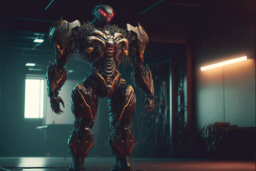 Robot Cyberpunk 2077. Generative AI, Generative, AI.