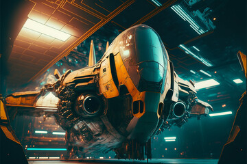 Space Warship. Generative AI, Generative, AI.	
