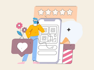 Virtual characters social communication concept business flat vector hand drawn illustration
