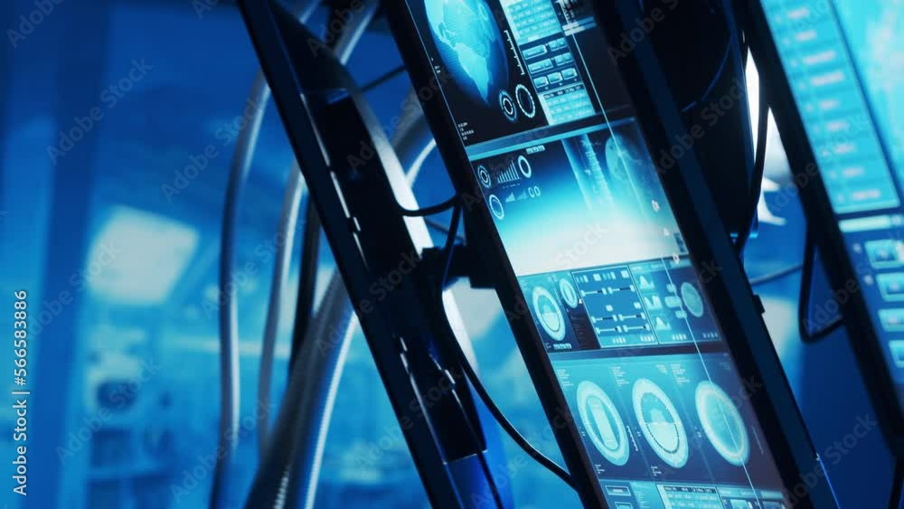 Fototapete futuristic spaceship control panel interface. spacecraft digital dashboard background with indicator