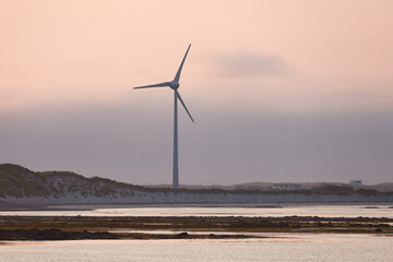 wind turbine at sunset