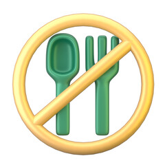 3d Ramadan no eating fasting icon